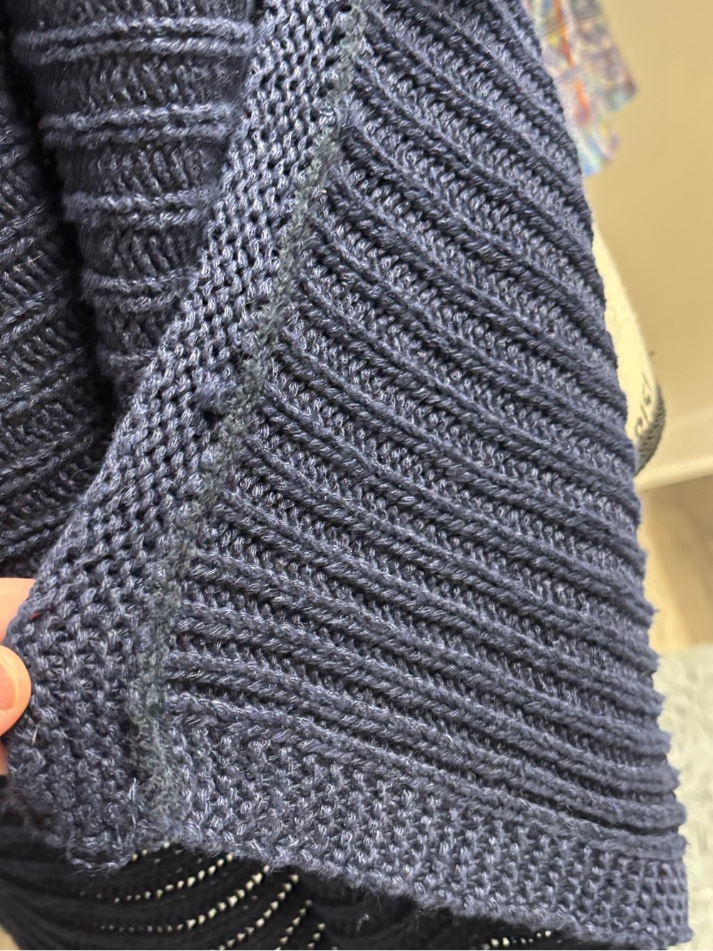 Talbots Navy Blue Short-Sleeve Open-Front Knit Cardigan Sweater - Picture 7 of 14